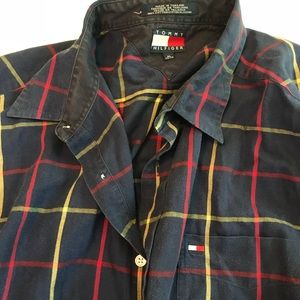 Tommy Hilfiger Navy Plaid Button-Up